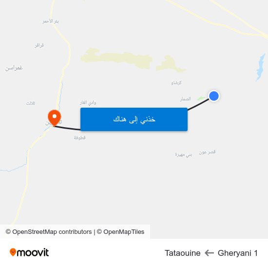 Gheryani 1 to Tataouine map