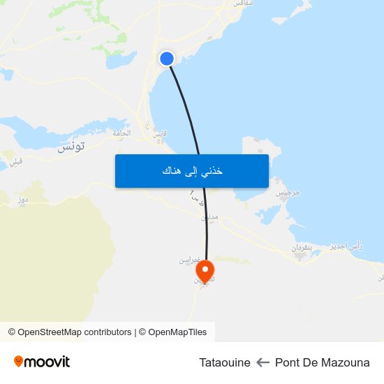 Pont De Mazouna to Tataouine map