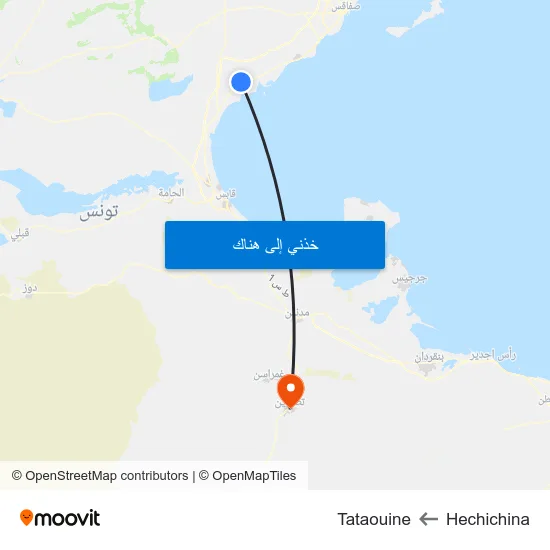 Hechichina to Tataouine map