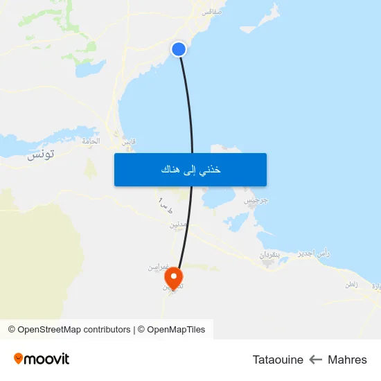 Mahres to Tataouine map