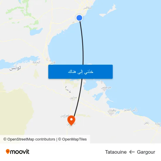 Gargour to Tataouine map