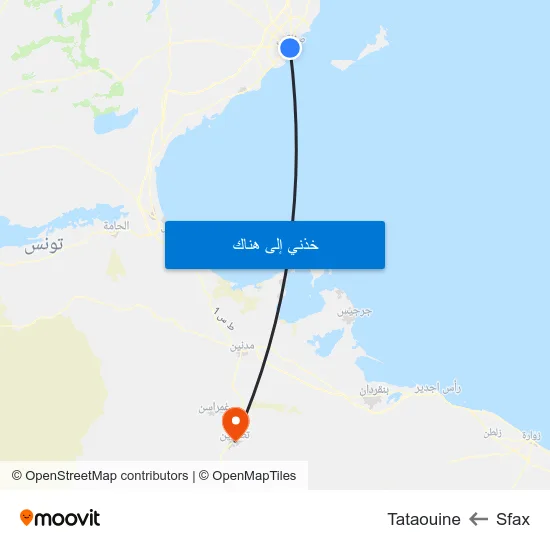 Sfax to Tataouine map
