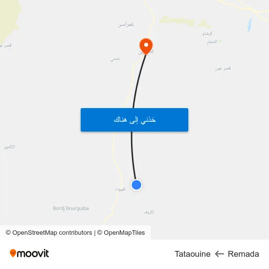 Remada to Tataouine map