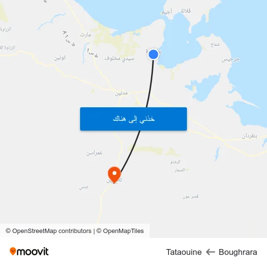 Boughrara to Tataouine map