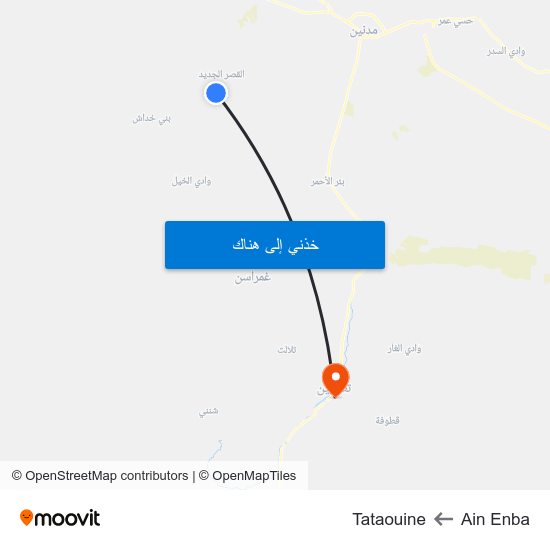 Ain Enba to Tataouine map