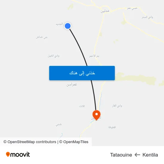 Kentila to Tataouine map