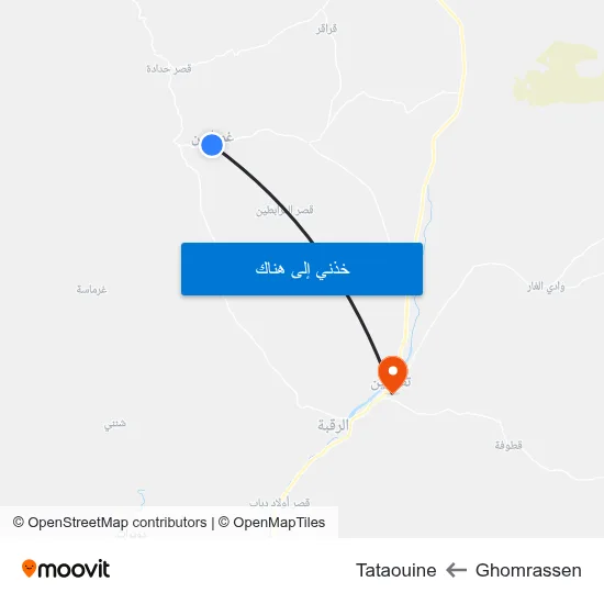 Ghomrassen to Tataouine map