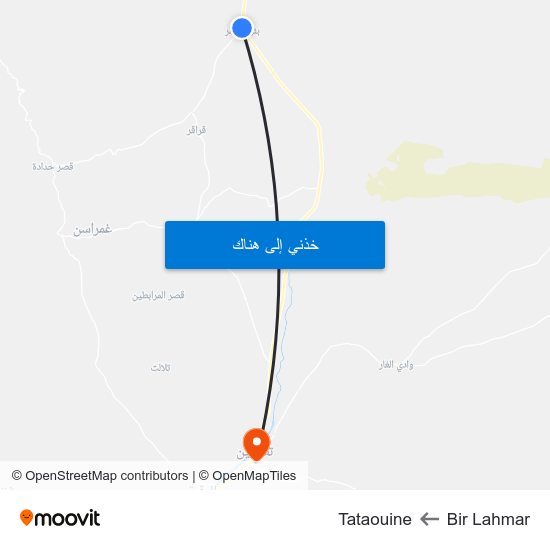 Bir Lahmar to Tataouine map