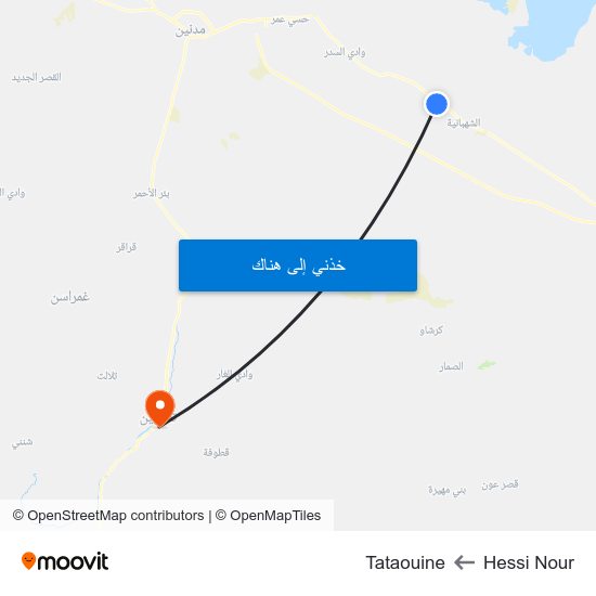 Hessi Nour to Tataouine map