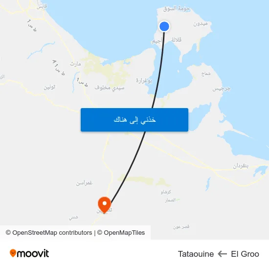 El Groo to Tataouine map