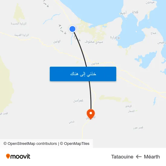 Méarth to Tataouine map