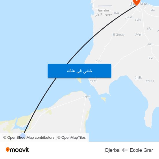 Ecole Grar to Djerba map