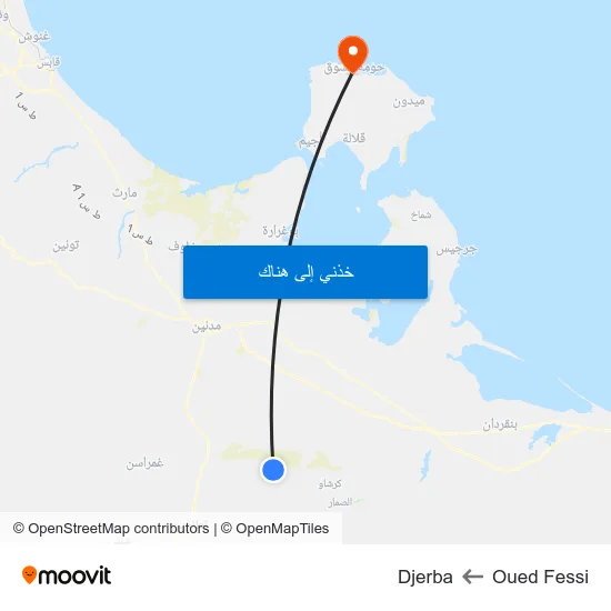 Oued Fessi to Djerba map