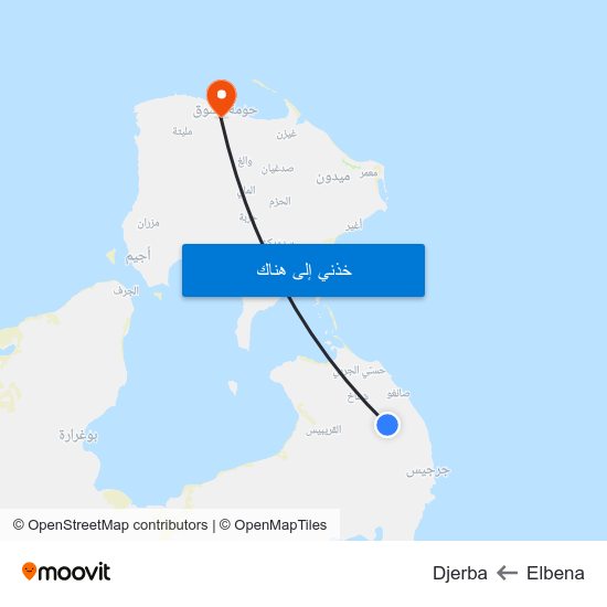 Elbena to Djerba map