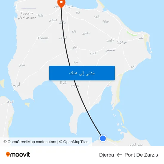 Pont De Zarzis to Djerba map