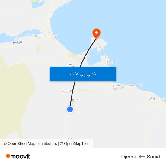 Souid to Djerba map