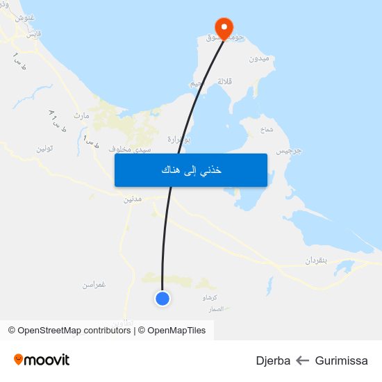 Gurimissa to Djerba map