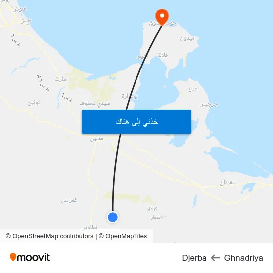Ghnadriya to Djerba map