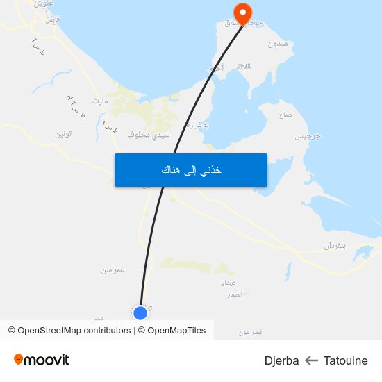 Tatouine to Djerba map