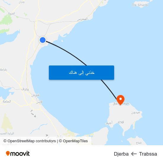 Trabssa to Djerba map