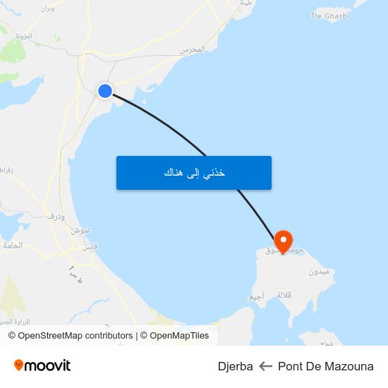 Pont De Mazouna to Djerba map