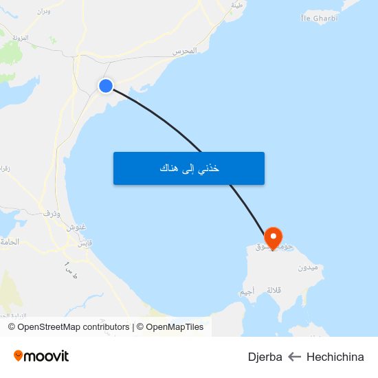 Hechichina to Djerba map