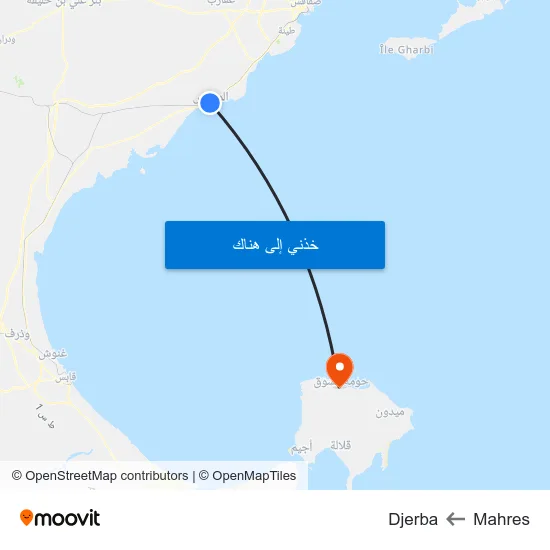 Mahres to Djerba map