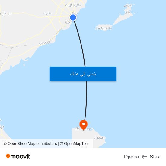 Sfax to Djerba map