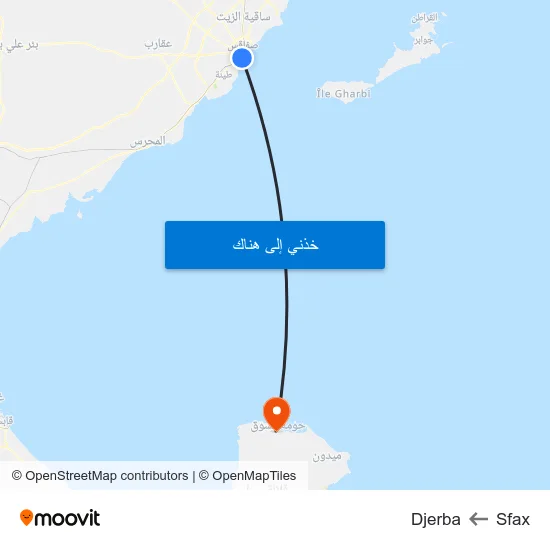 Sfax to Djerba map