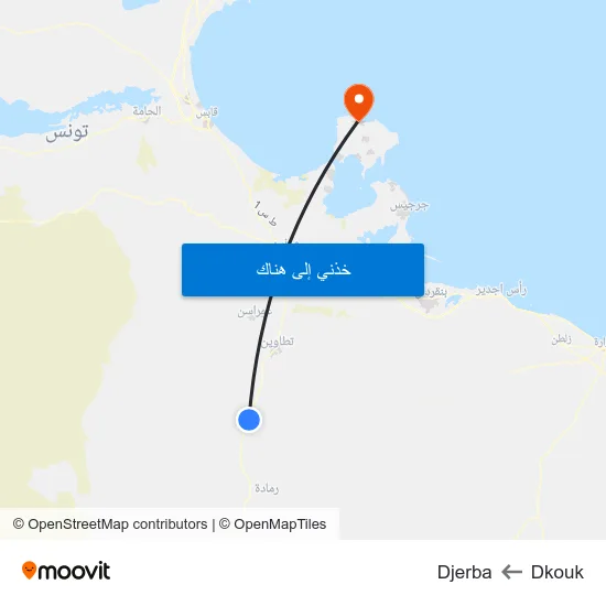 Dkouk to Djerba map