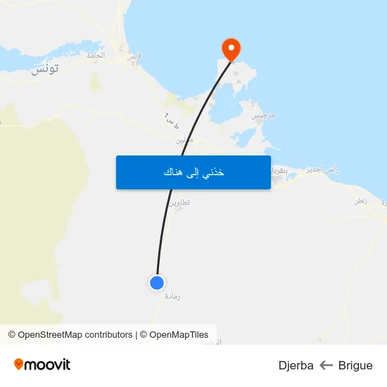 Brigue to Djerba map
