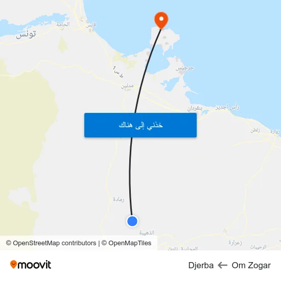 Om Zogar to Djerba map