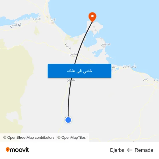 Remada to Djerba map