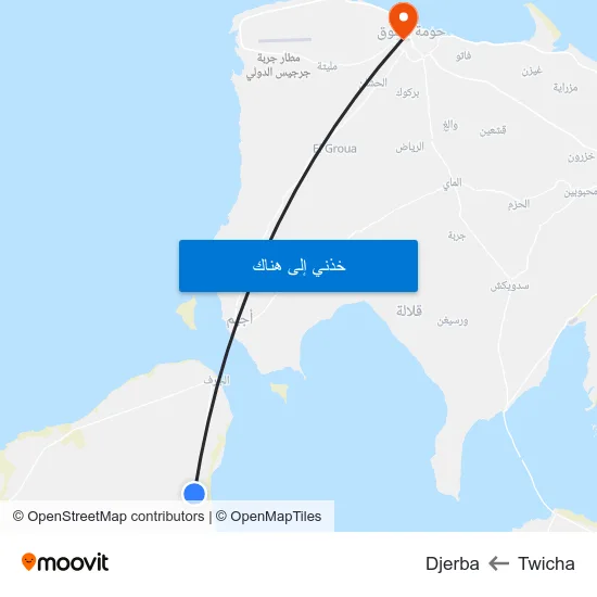 Twicha to Djerba map
