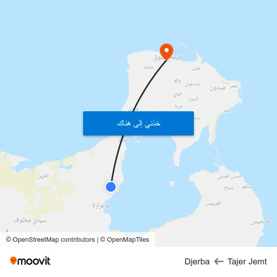 Tajer Jemt to Djerba map