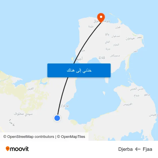Fjaa to Djerba map