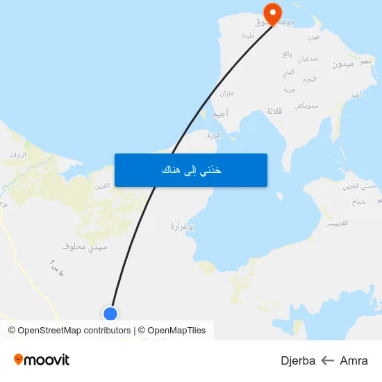 Amra to Djerba map