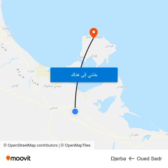 Oued Sedr to Djerba map