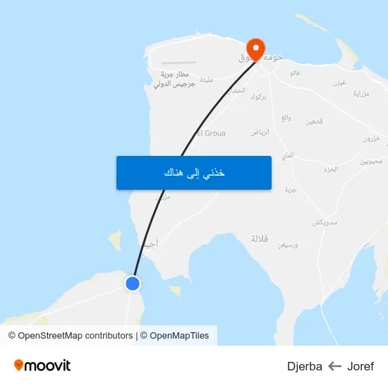 Joref to Djerba map