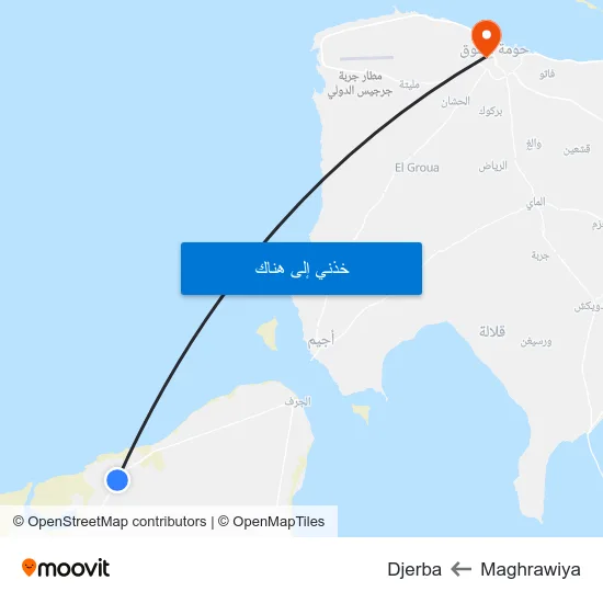 Maghrawiya to Djerba map