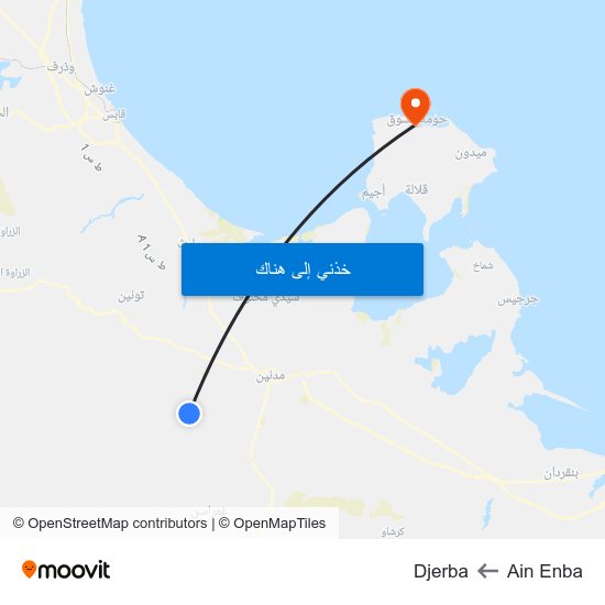 Ain Enba to Djerba map