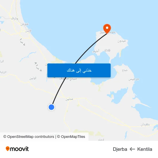 Kentila to Djerba map