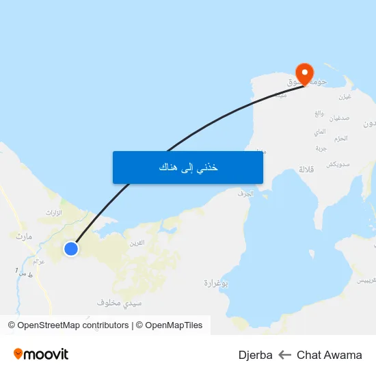 Chat Awama to Djerba map