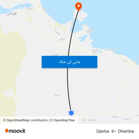 Dhehiba to Djerba map