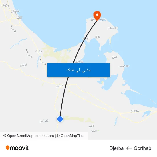 Gorthab to Djerba map