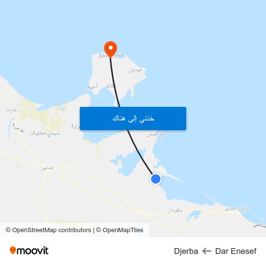 Dar Enesef to Djerba map