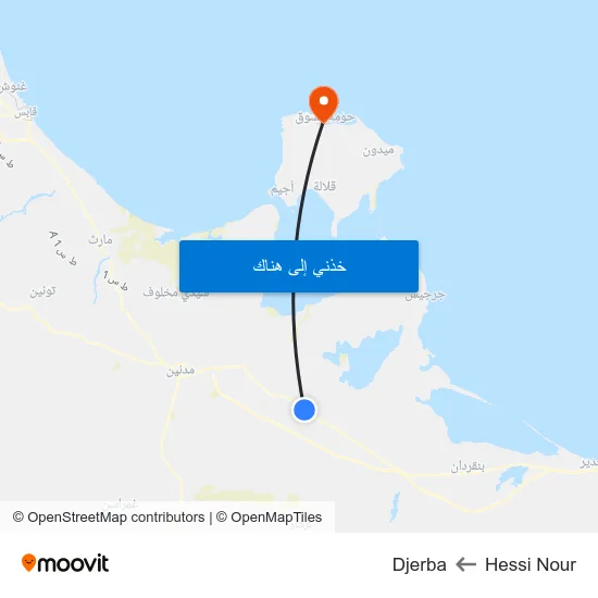 Hessi Nour to Djerba map