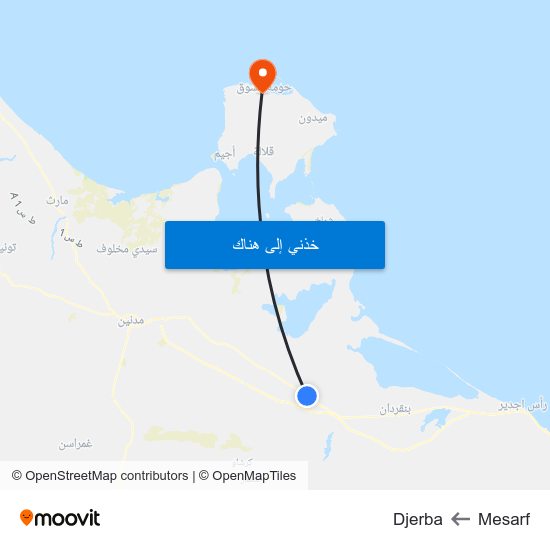 Mesarf to Djerba map