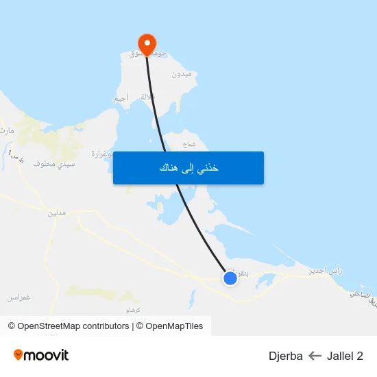 Jallel 2 to Djerba map