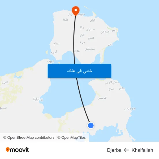 Khalfallah to Djerba map